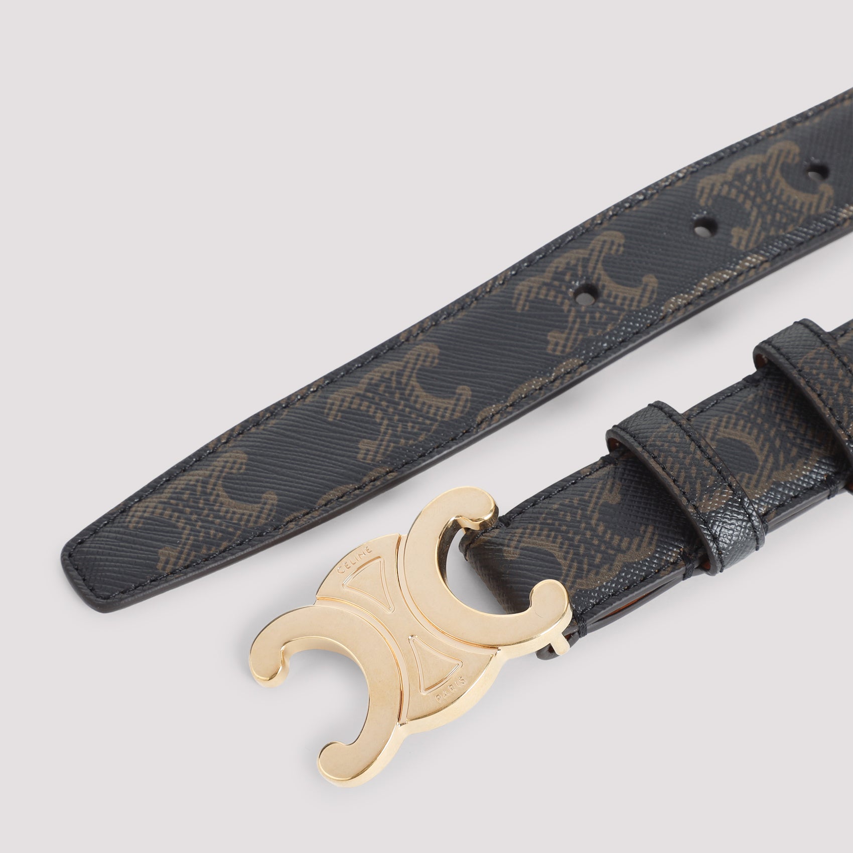 Textured Leather Belt with Gold-tone Buckle