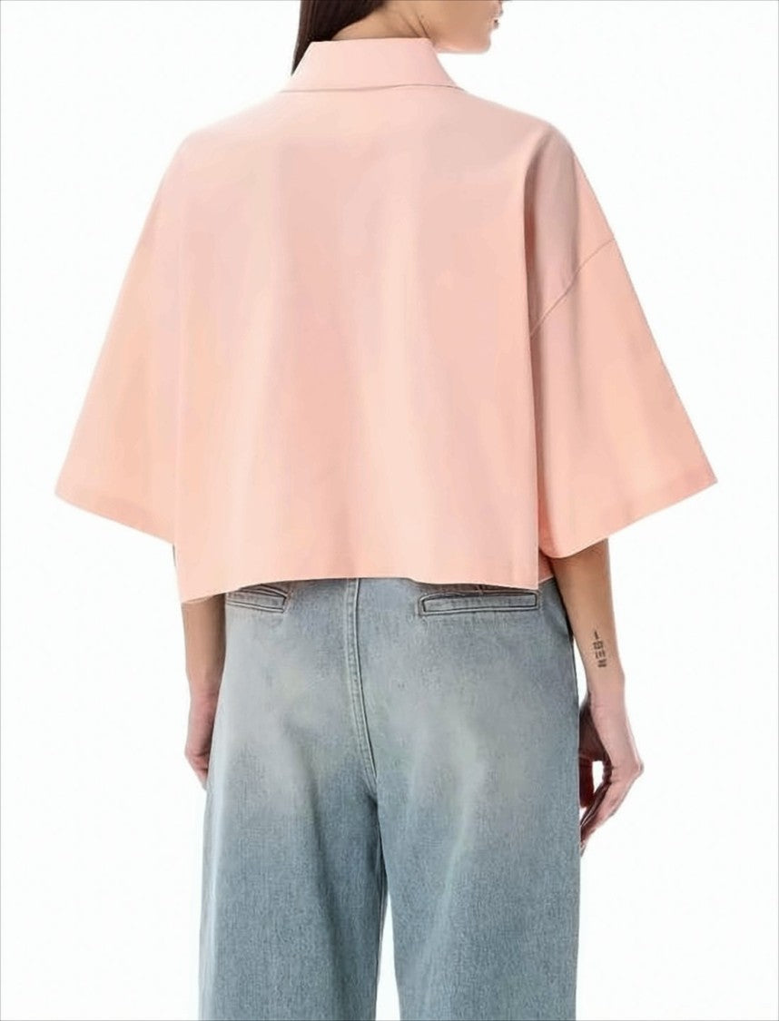 Cropped Polo Shirt with Classic Collar
