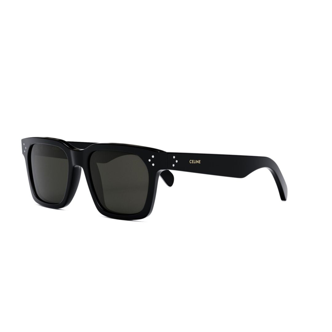 Rectangular Frame Black Sunglasses with Silver Accents