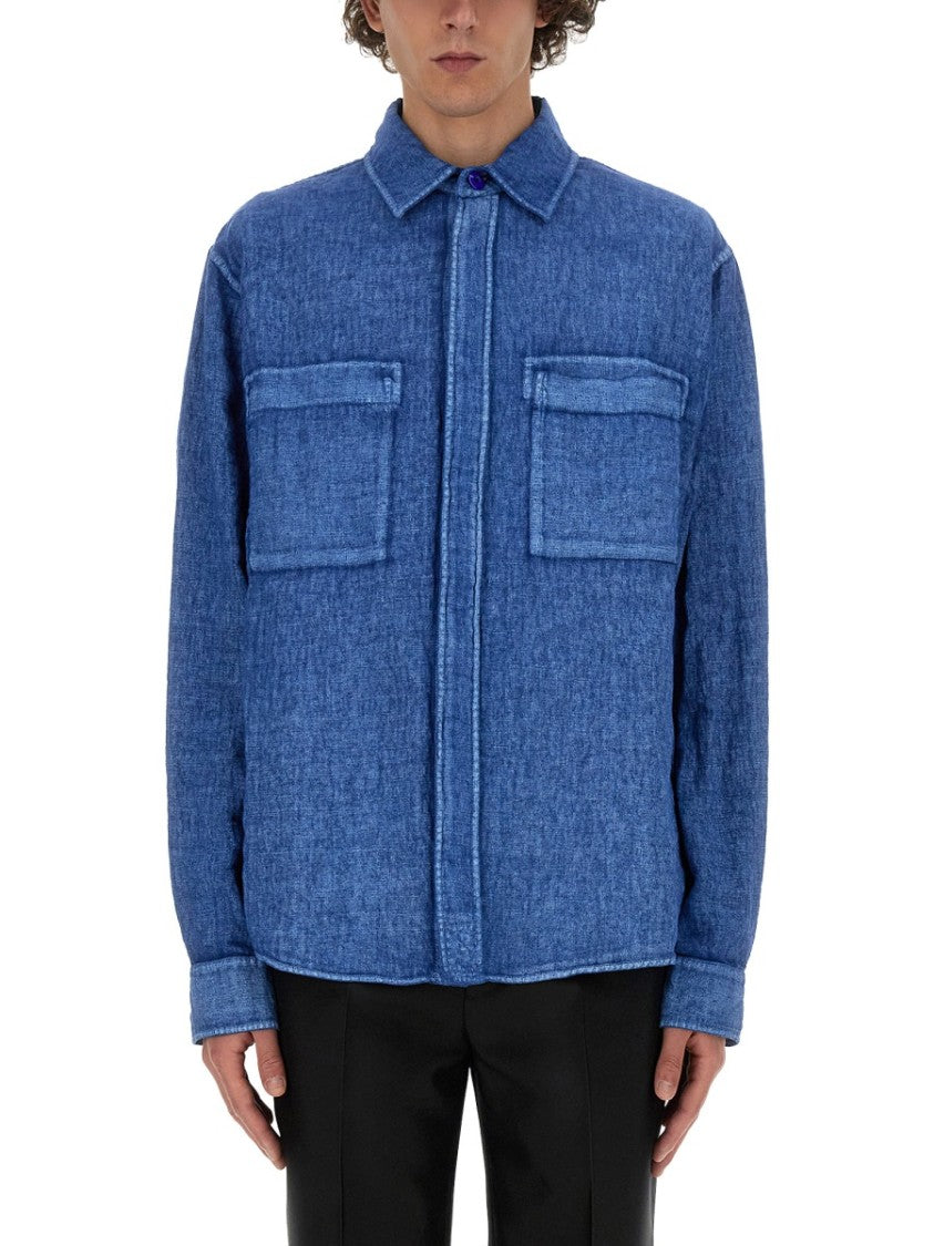 Relaxed Fit Blue Linen Shirt
