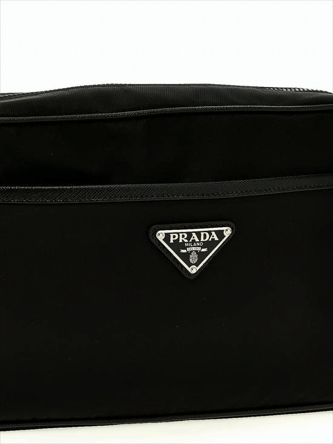 Rectangular Nylon Crossbody Bag with Triangular Logo