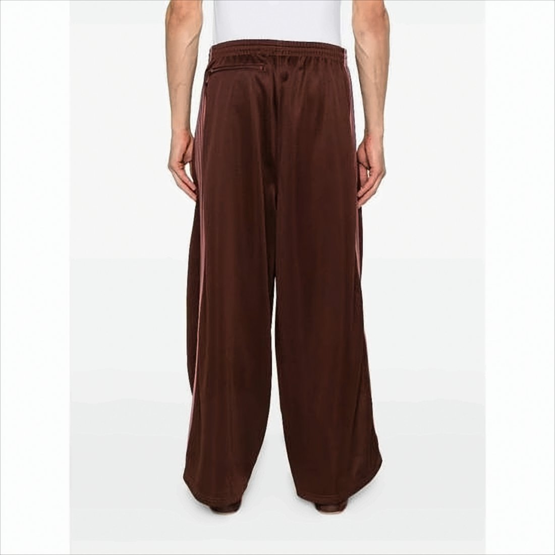Wide-Leg Polyester Pants with Contrasting Side Stripes