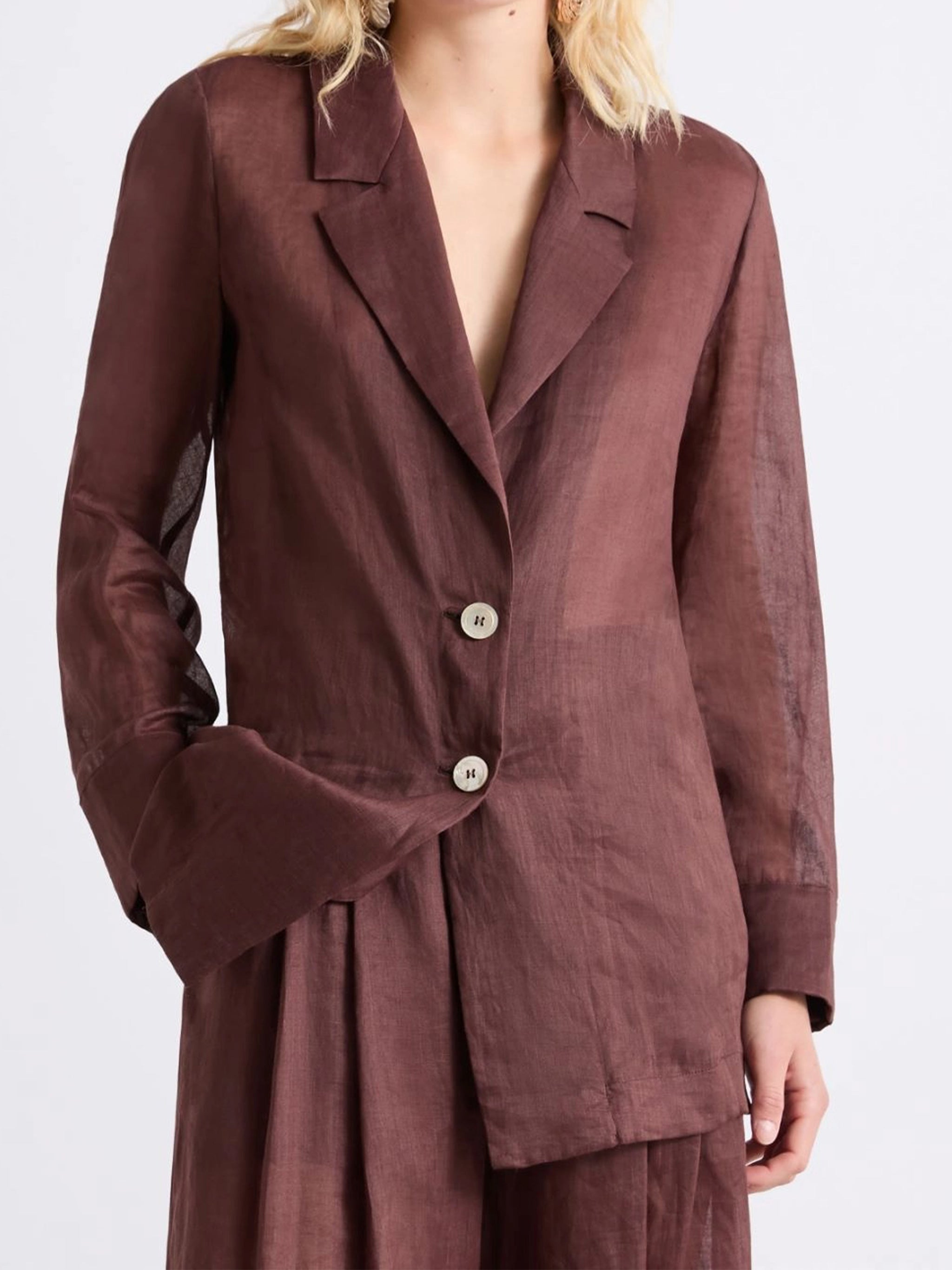Brown Mllclasse Loose-Fitting Ramie Jacket