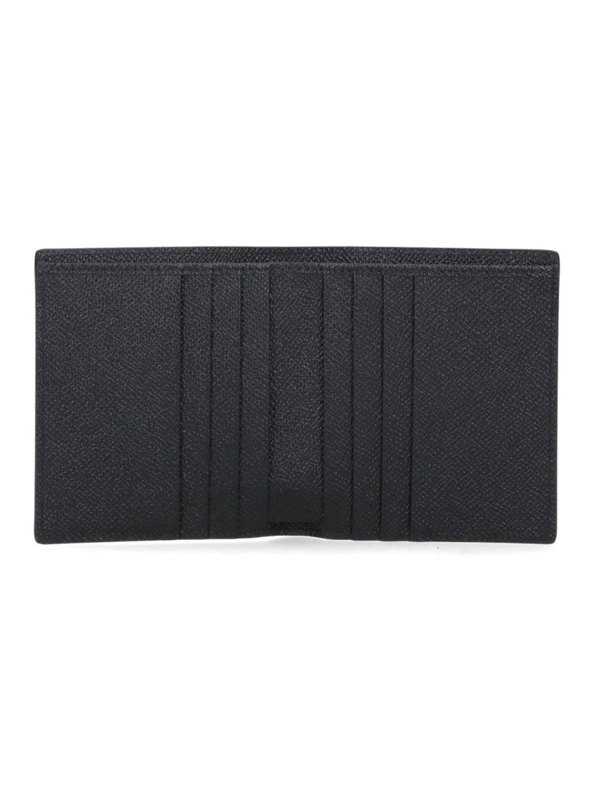 Black Bi-Fold Wallet With Silver Logo Plate