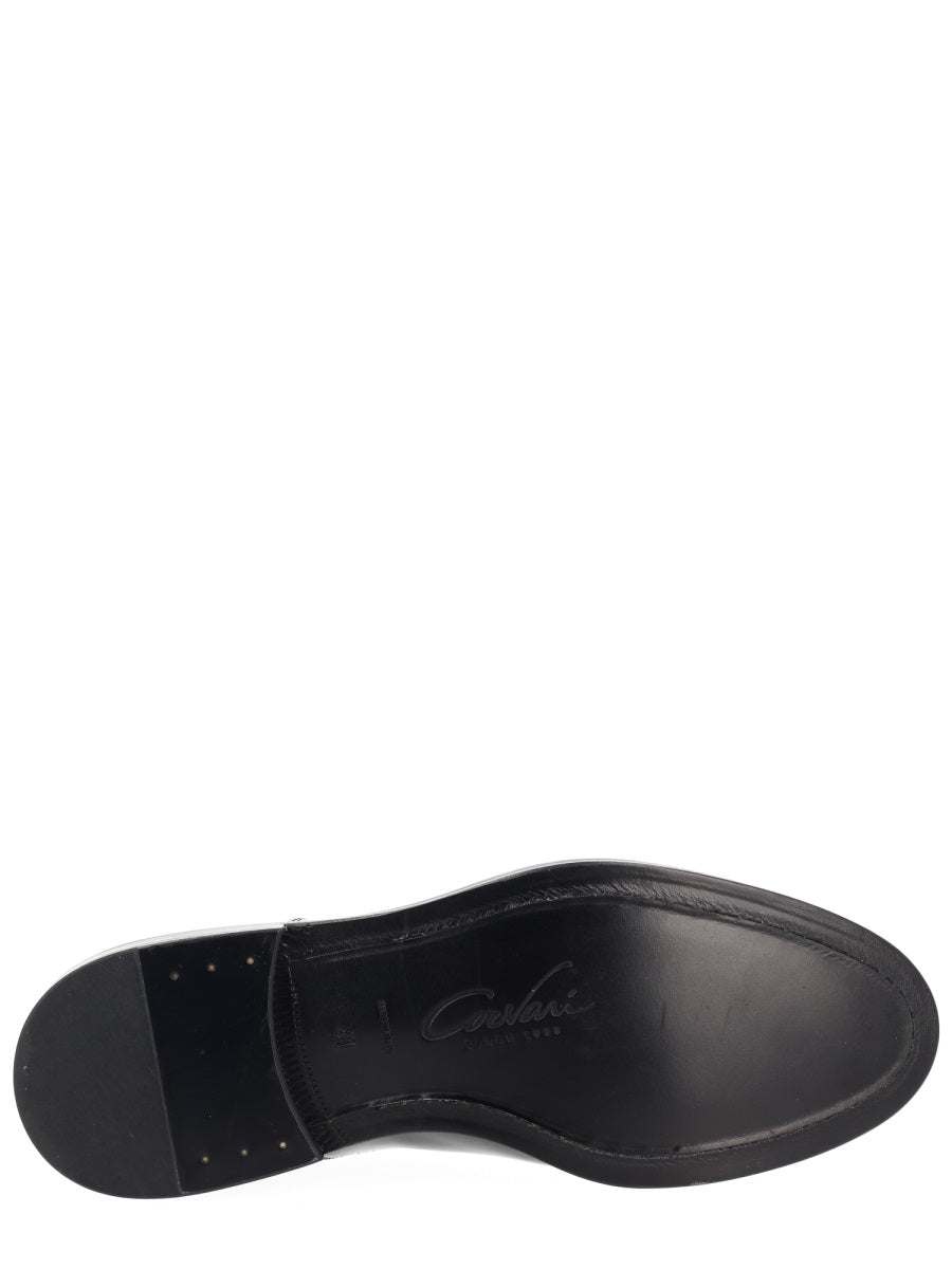 Black Polished Leather Cap Toe Loafers