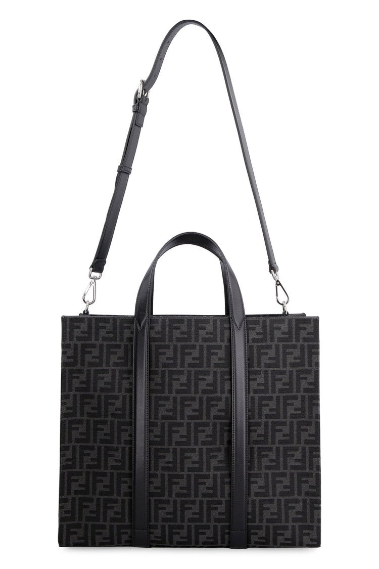 Structured Monogram Pattern Tote Bag