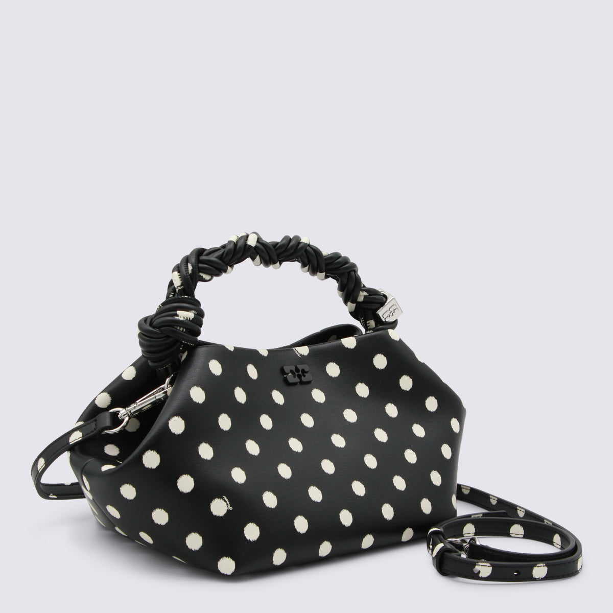 Black Recycled Leather Top Handle Bag