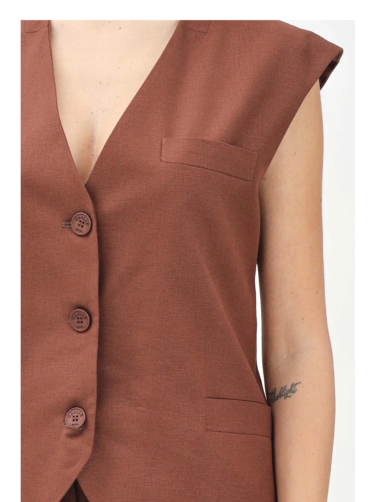 Brown Linen Viscose Vest