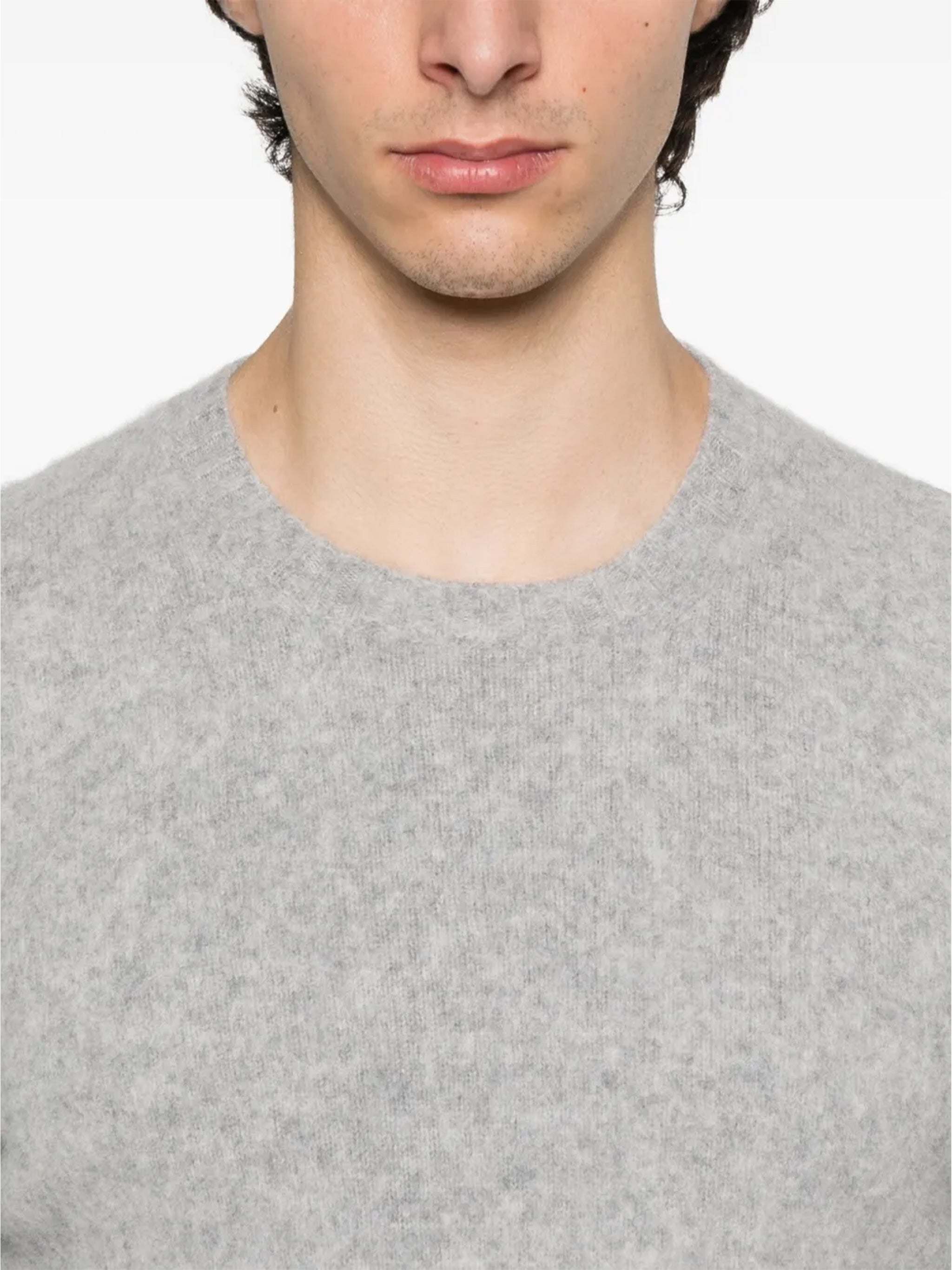 Garzato Grey Fuzzy Crewneck Sweater
