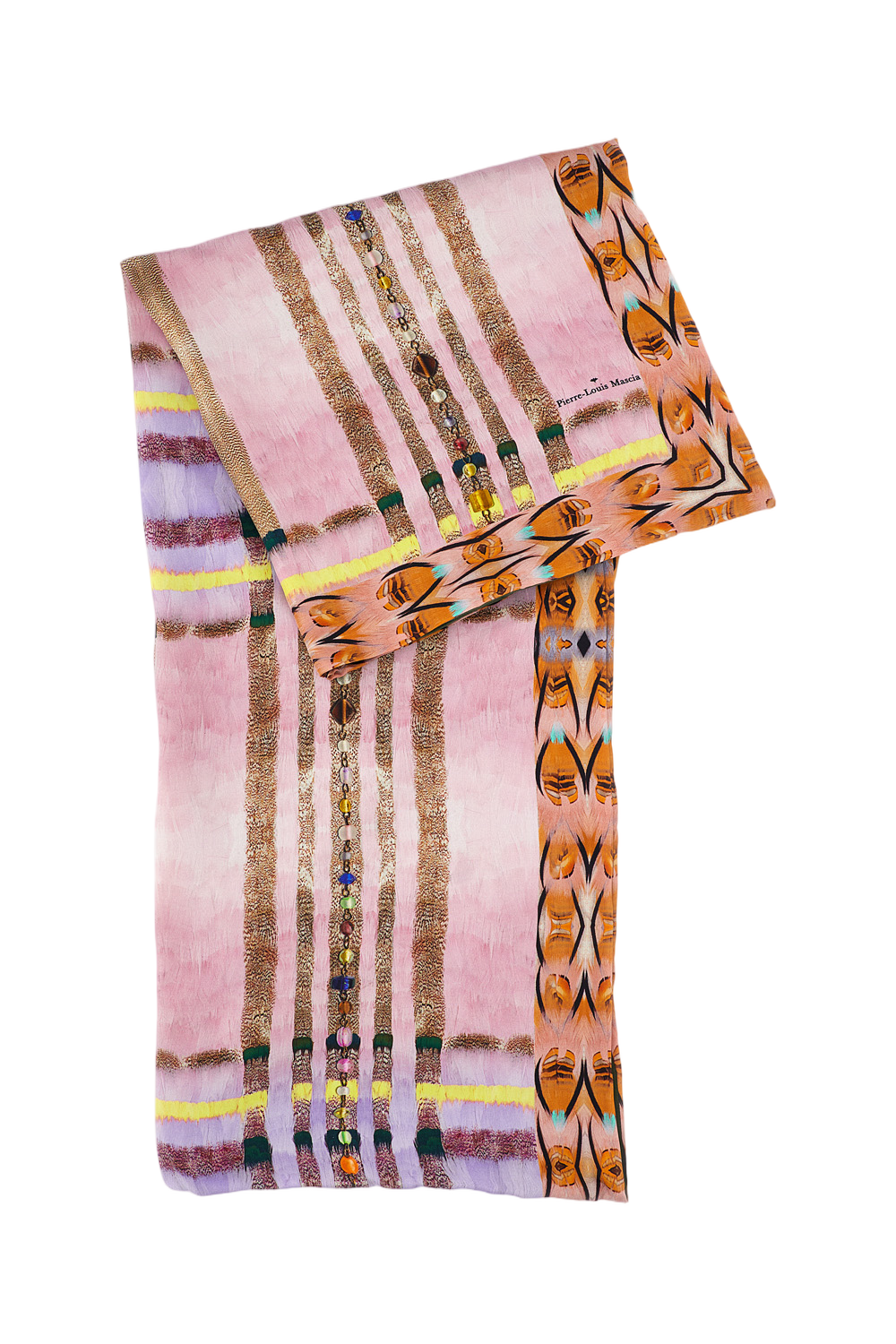 Multicolor Silk Scarf With Abstract Motifs