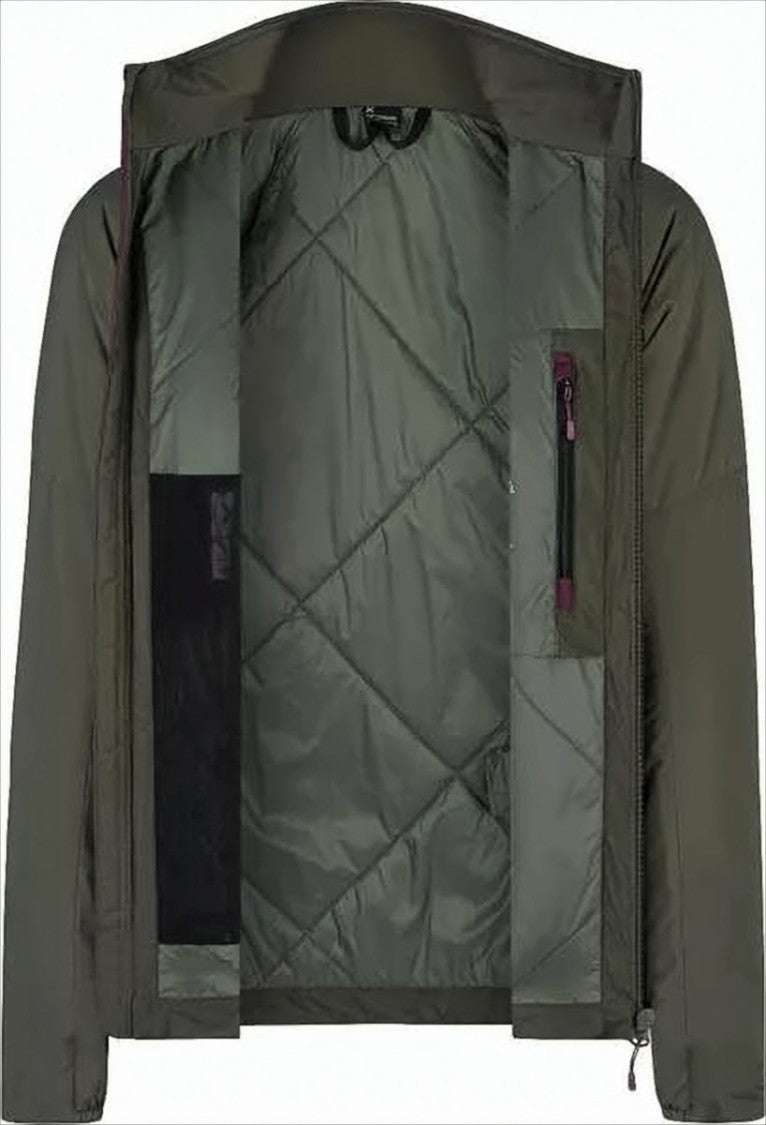 Fitted Green Polyamide Montura Jacket With High Collar And Quilted Interior