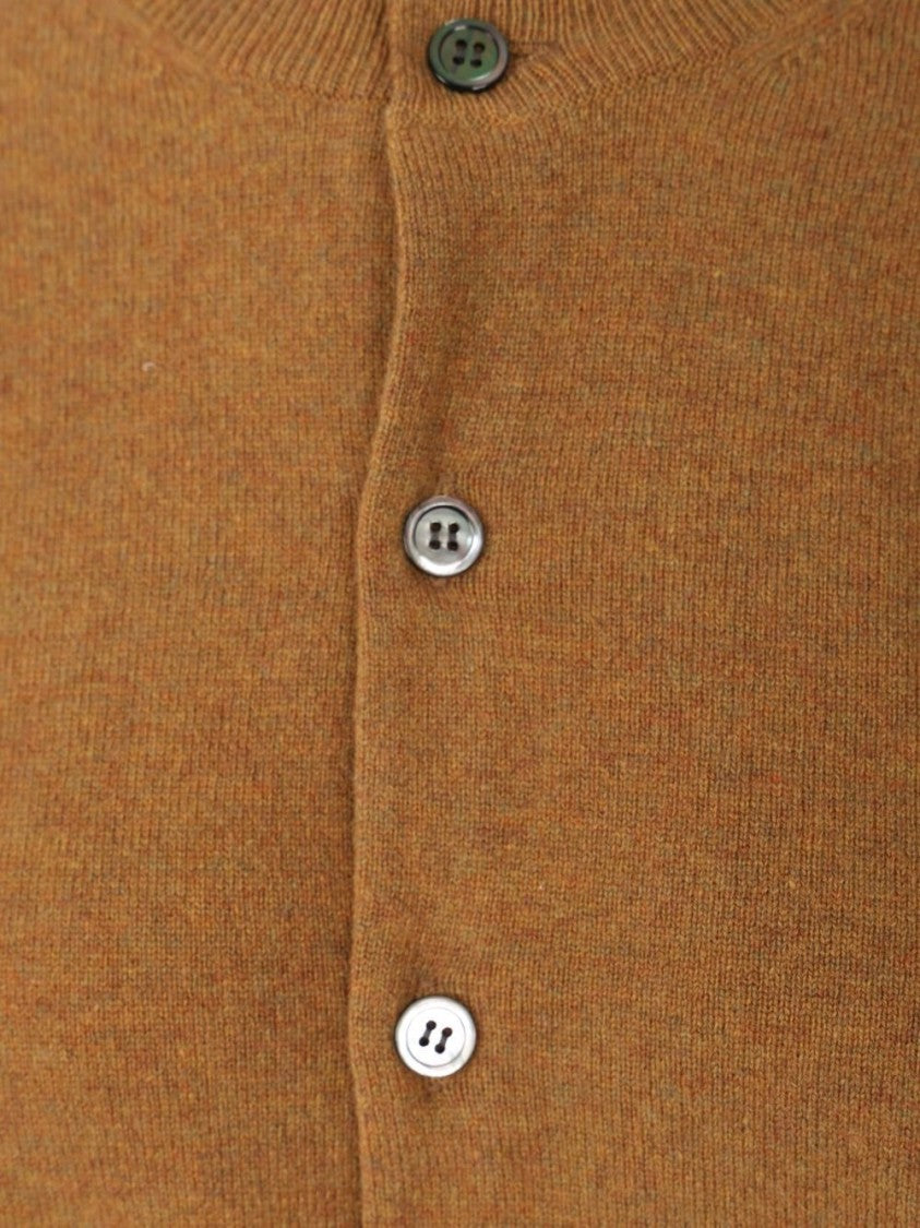 Wool Cardigan with Button-Up Front and Round Neckline