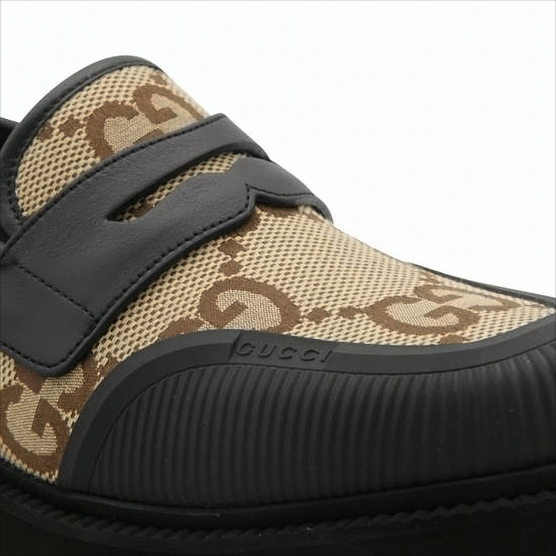 Chunky Sole Brown Monogram Pattern Loafers