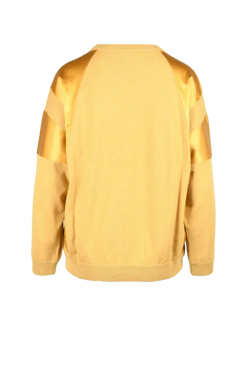 Cashmere Sweater with Satin Bands - Yellow