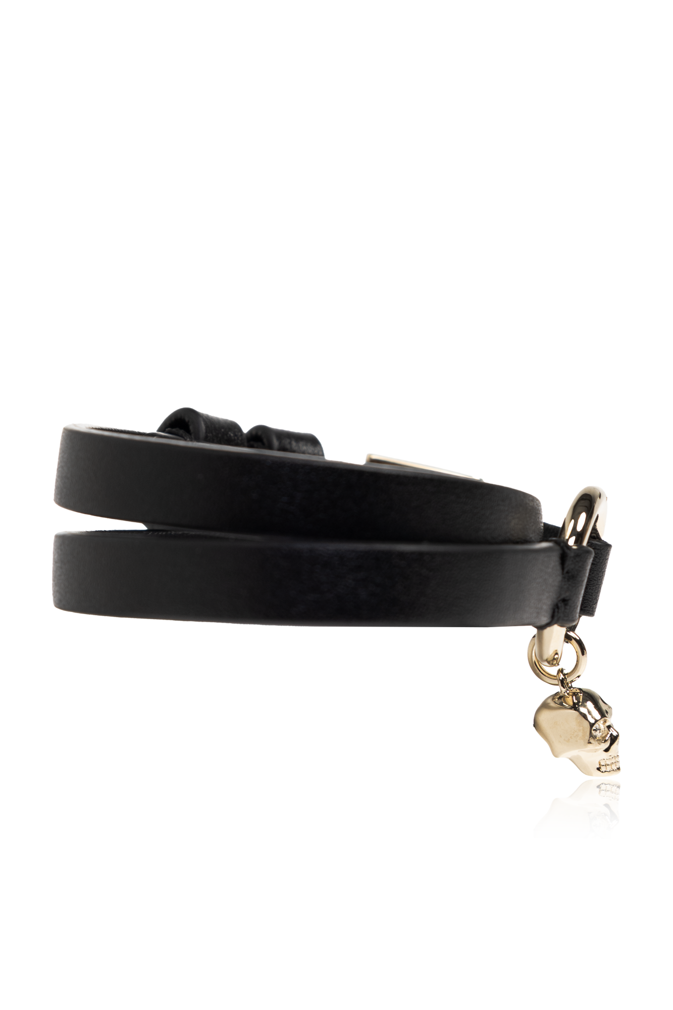 Skull Ring Double Wrap Leather Belt