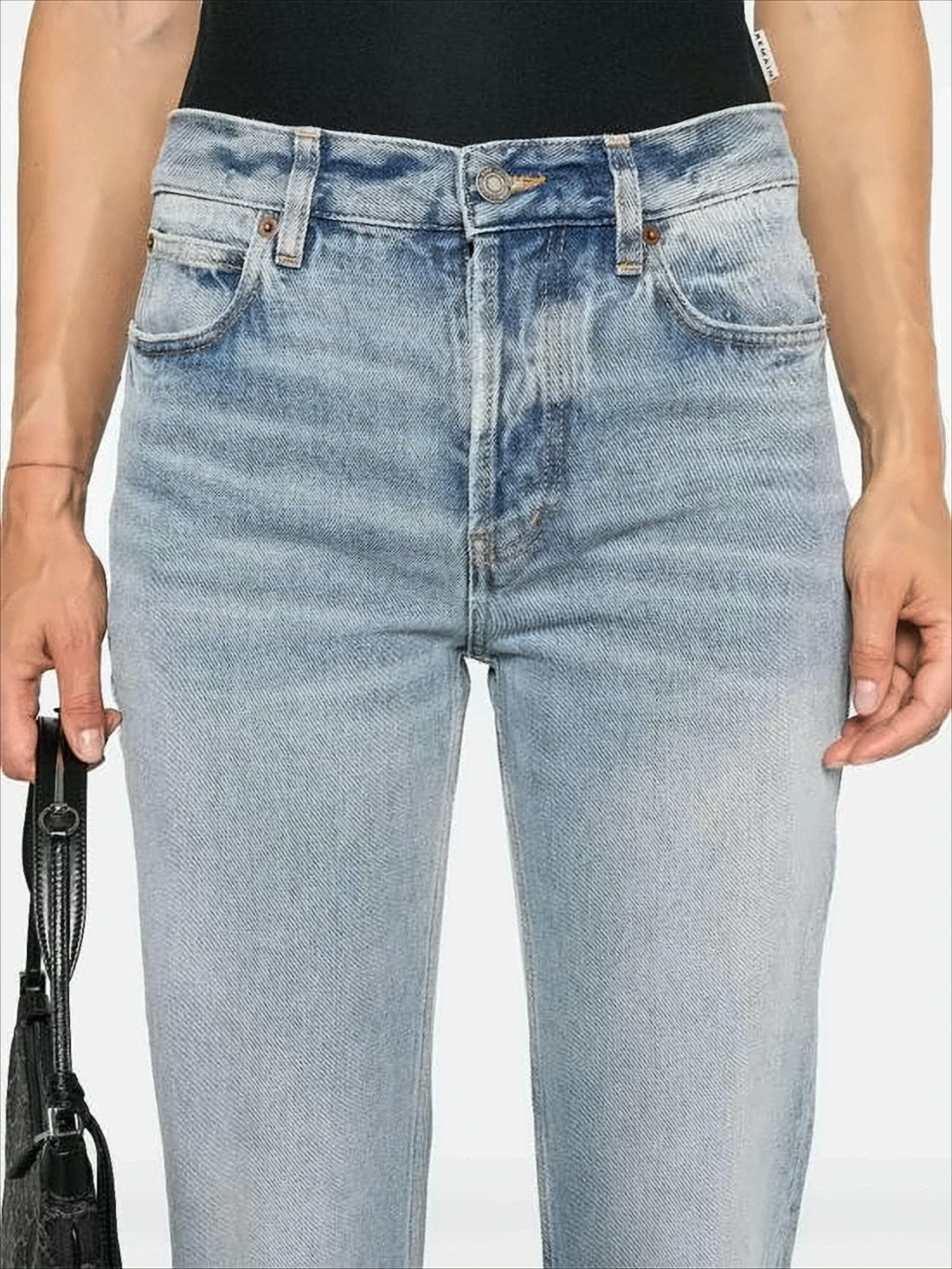 Light Blue Vintage Denim Pants with Five-Pocket Design