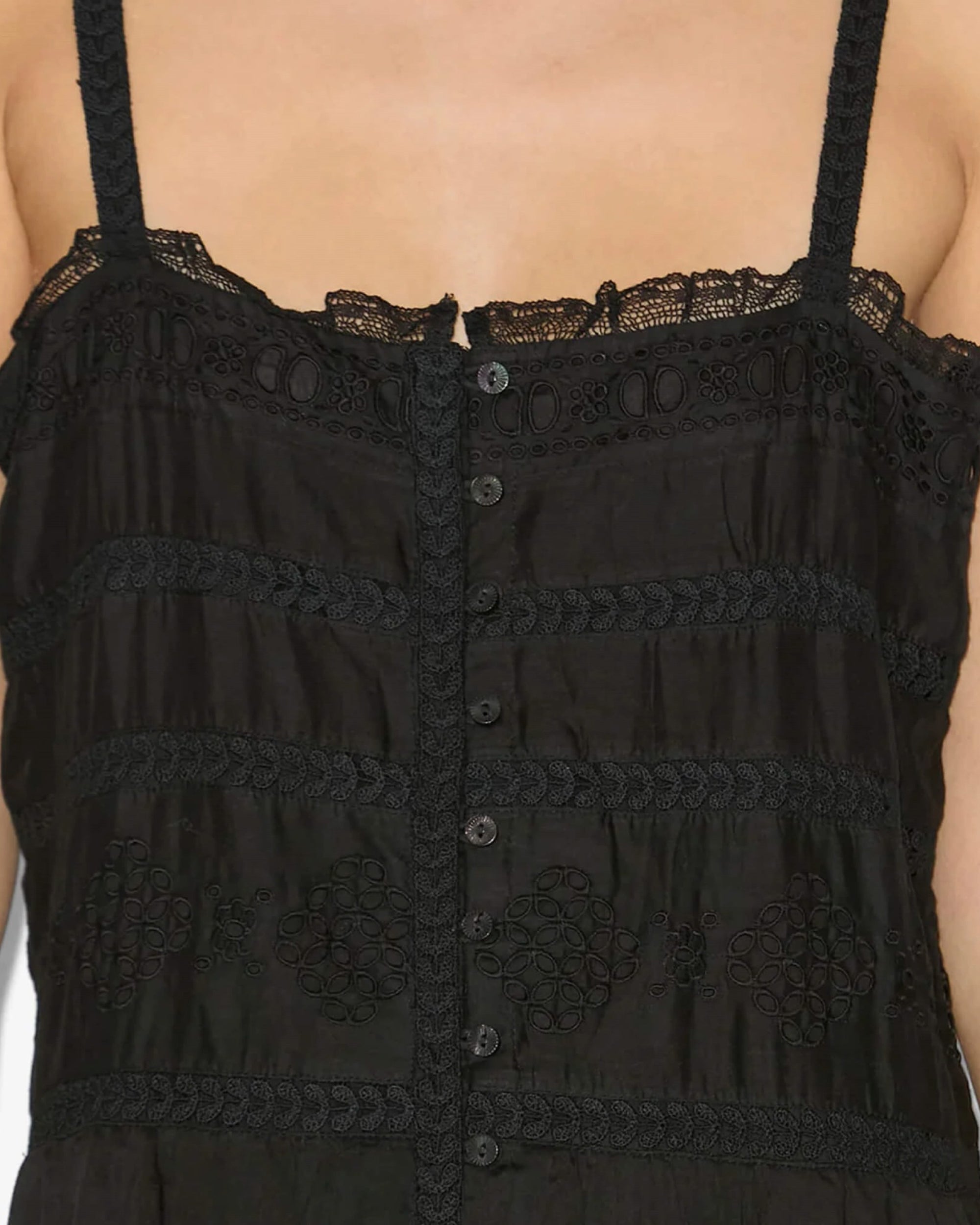Midi-Length Dress with Button Detailing