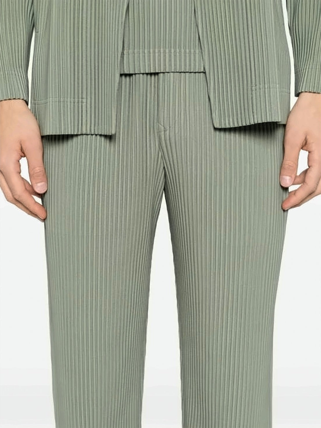 Pleated Cropped Pants with Straight-Leg Silhouette