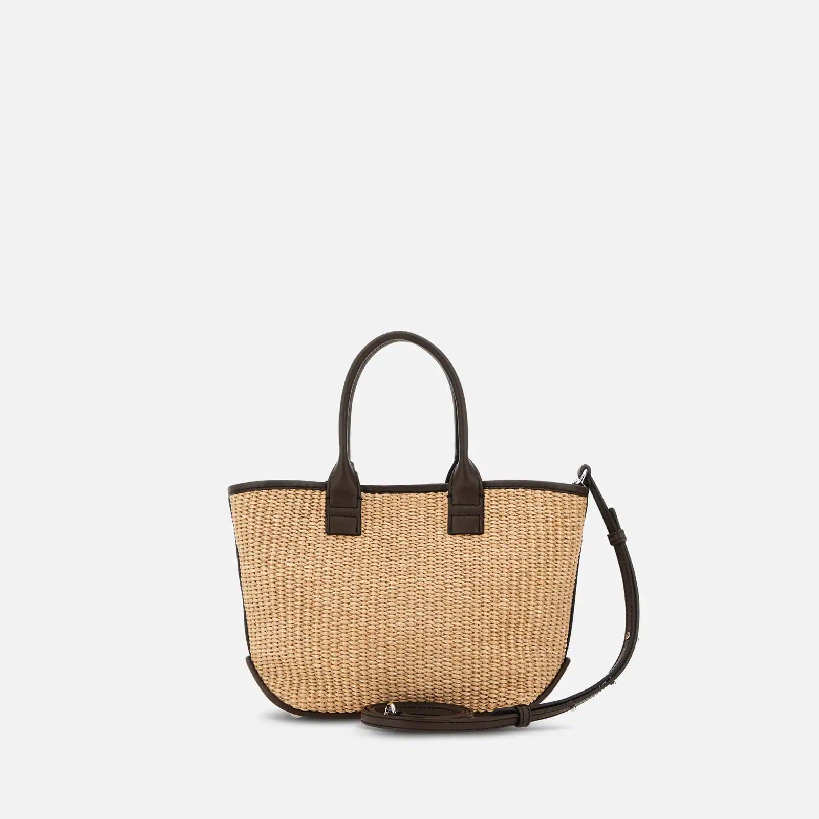Beige Address Shopping Mini Raffia Shopping Bag