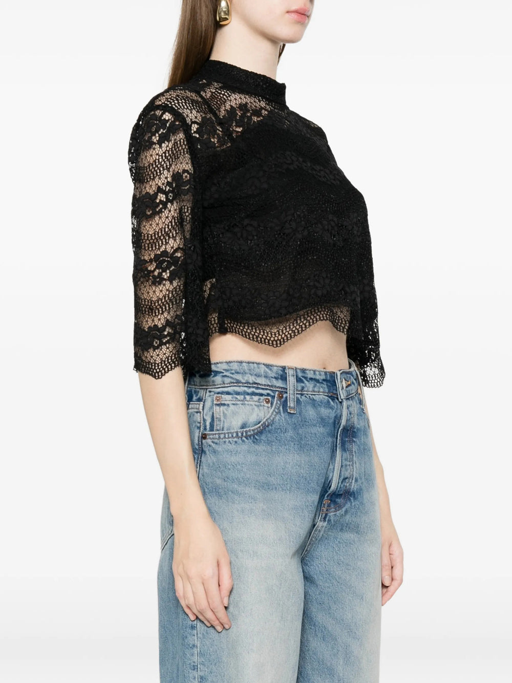 Macramé Blouse with 3/4 Sleeves