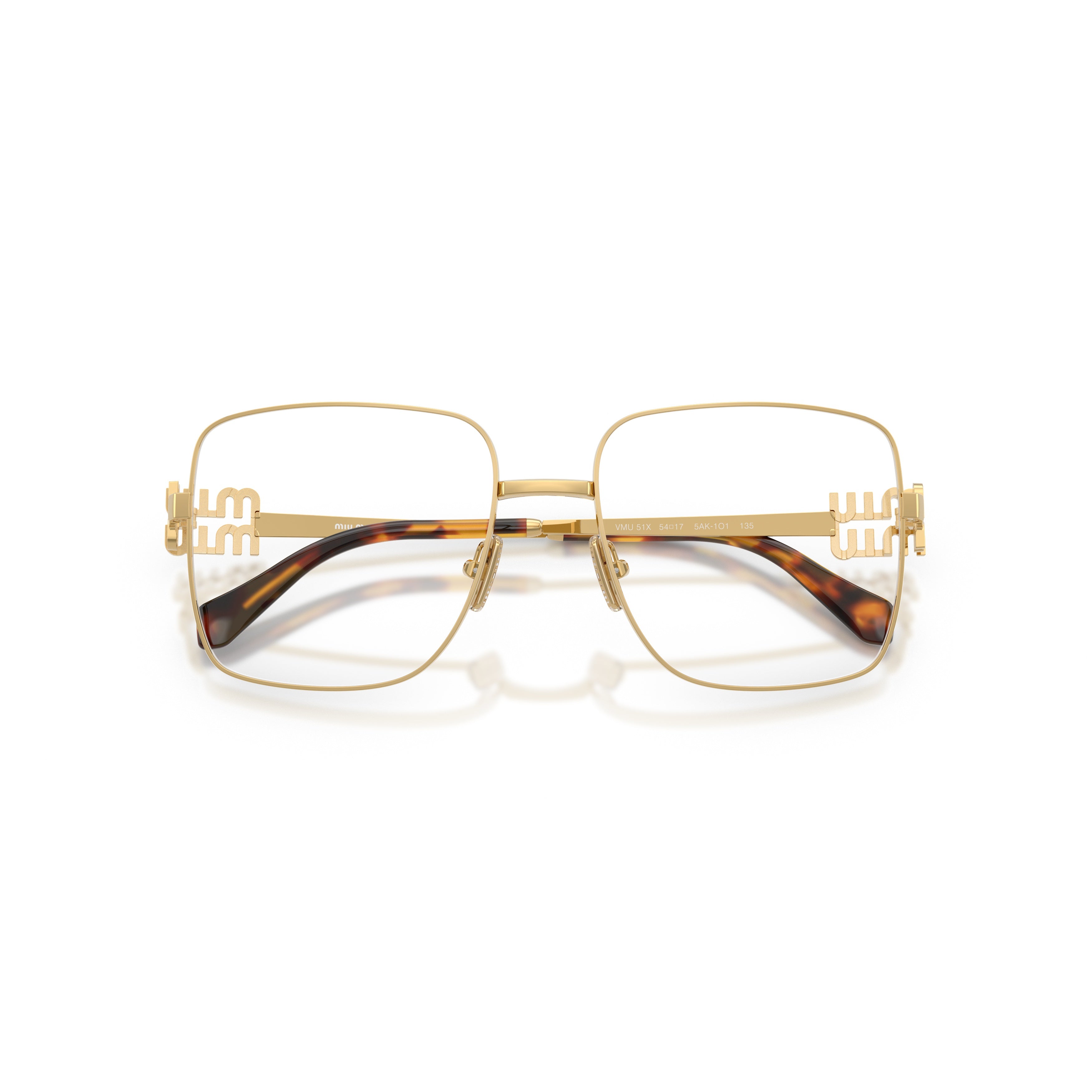 0mu 51xv Polished Gold-Tone Square Metal Eyeglasses