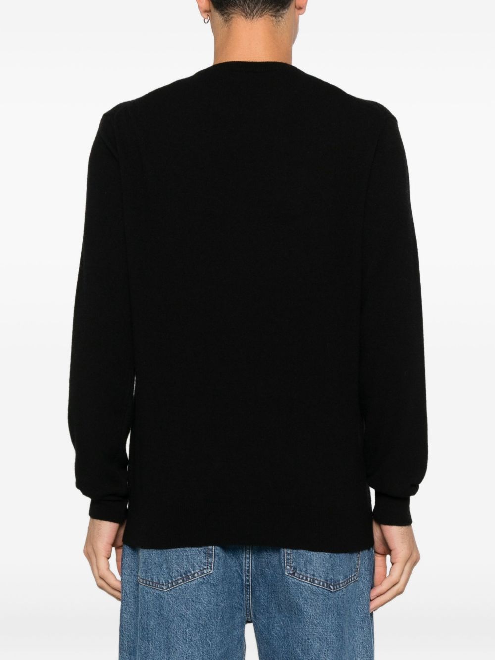 Blue Knit Sweater With Bold Typography