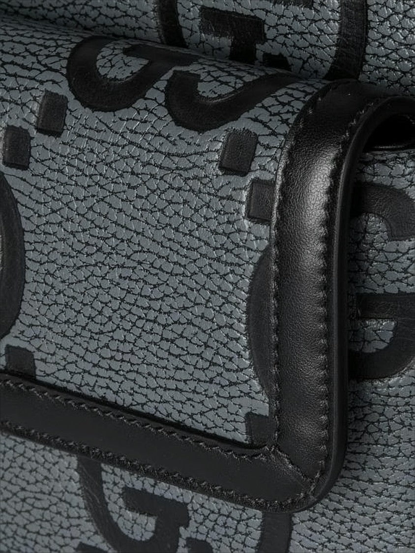 Textured Cowhide Leather Crossbody Bag with Embossed Logo
