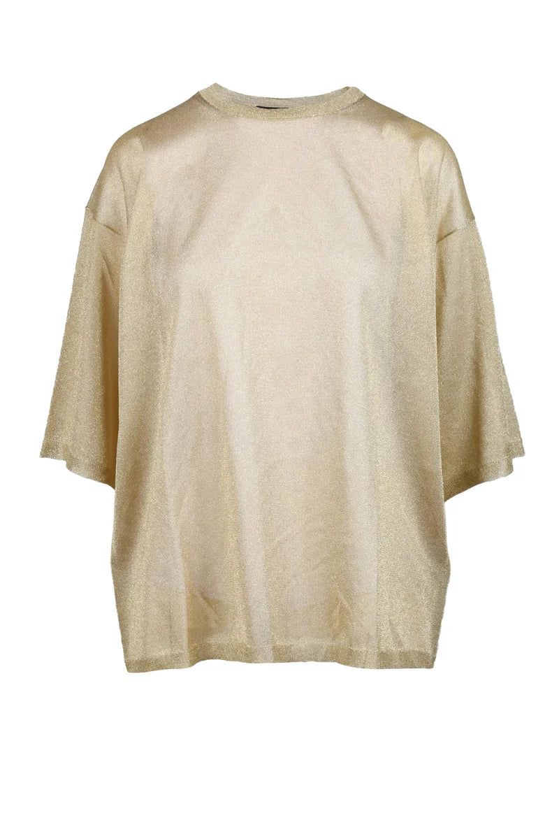 Metallic Effect T-Shirt with Boxy Silhouette
