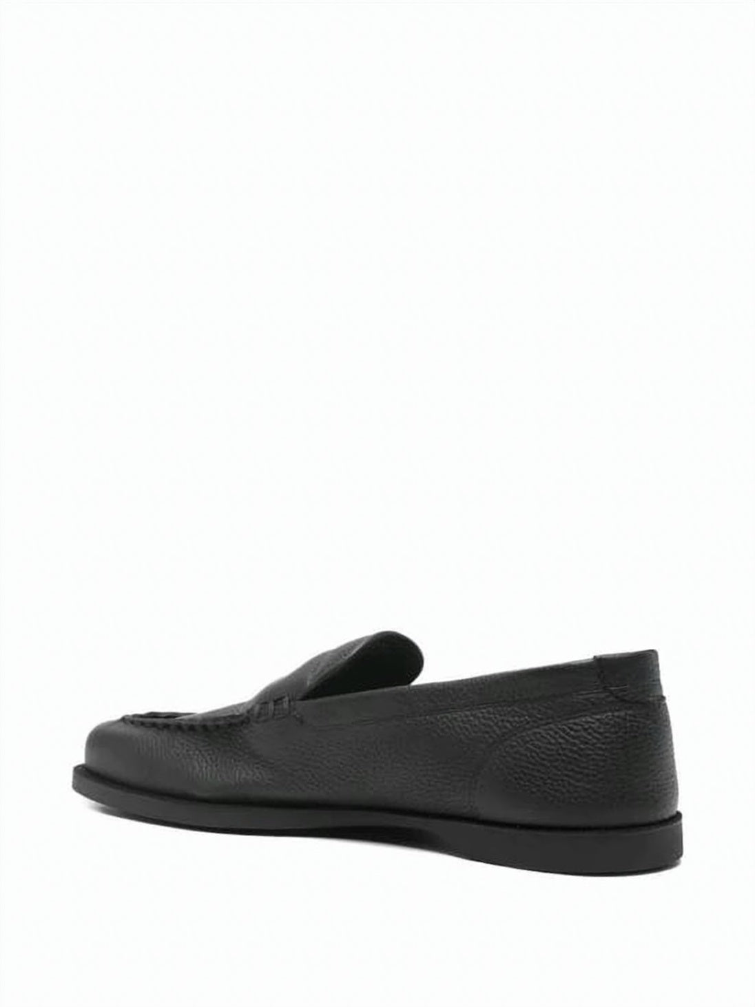 Leather Loafer With Rounded Toe And Subtle Stitching