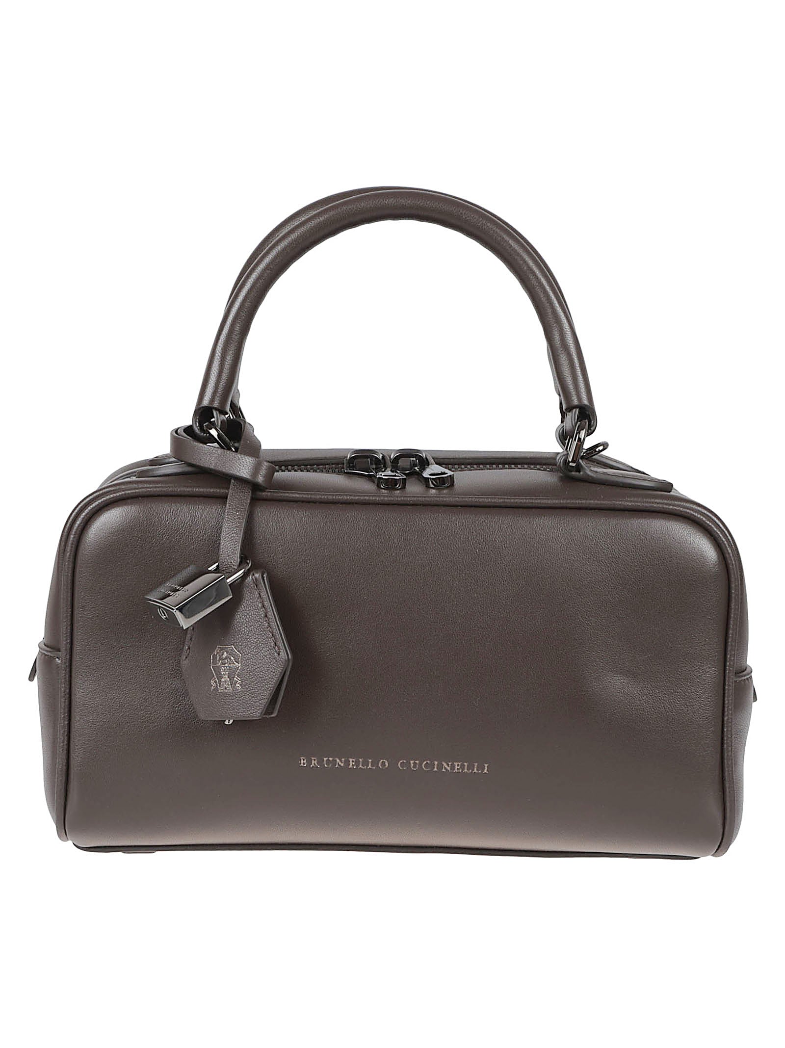 Rectangular Leather Bag With Zip Closure