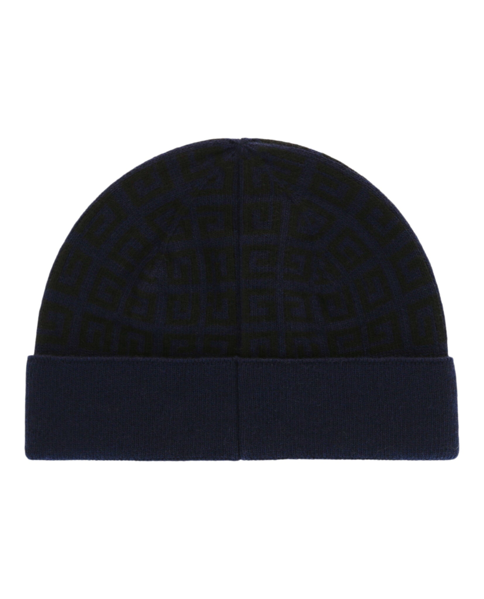 Knit Double Face Beanie with Logo Graphic Pattern