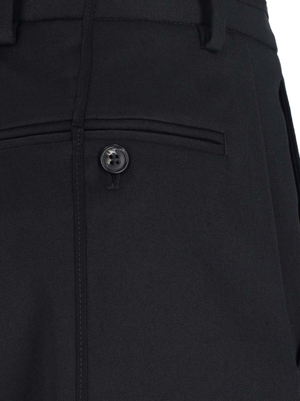 Wide-Leg Black Wool Blend Trousers