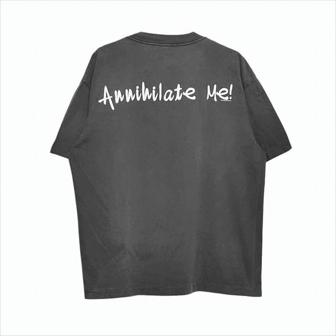Washed Black Short-Sleeve T-Shirt With Annihilate Me Print