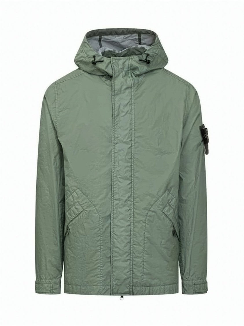 Lightweight Green Polyamide Jacket with Compass Logo