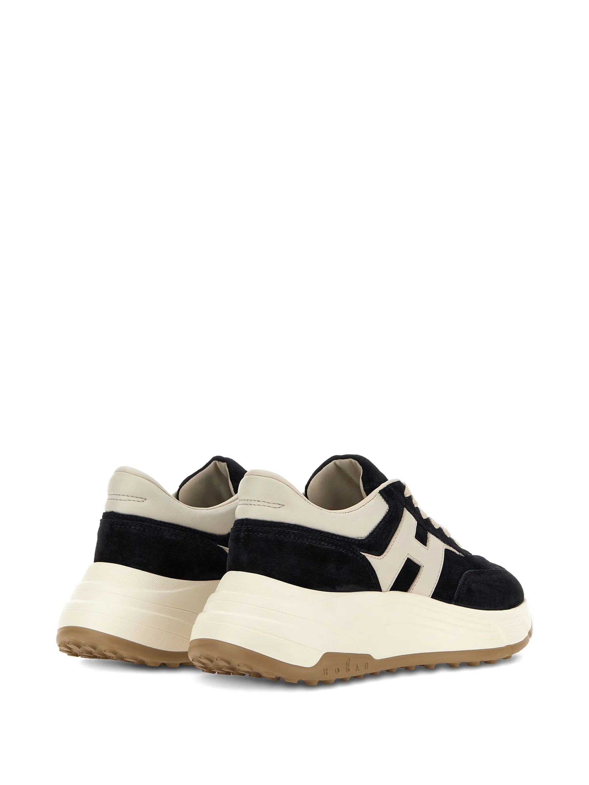 Black Chunky Sole Suede Leather Sneakers