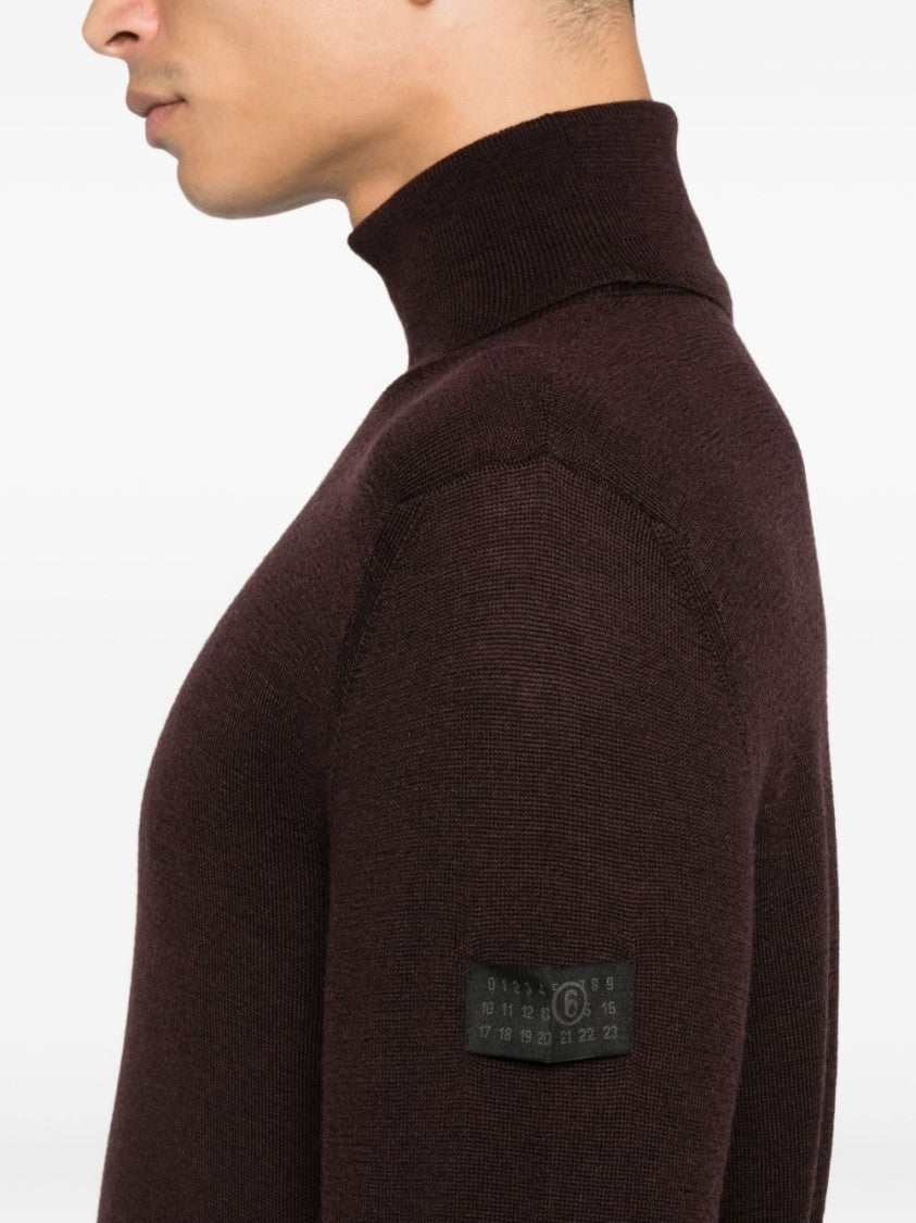 Fitted Dark Brown Turtleneck Sweater