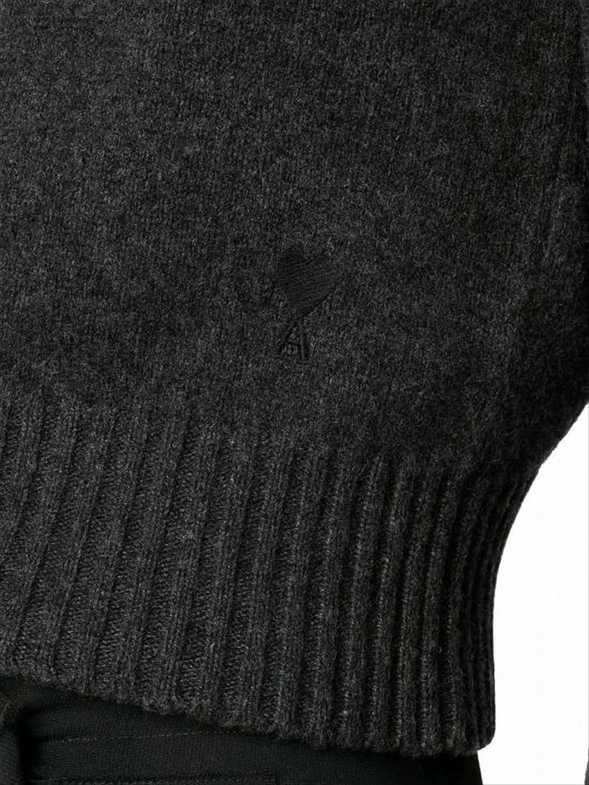 Cropped Grey Cashmere and Wool Sweater