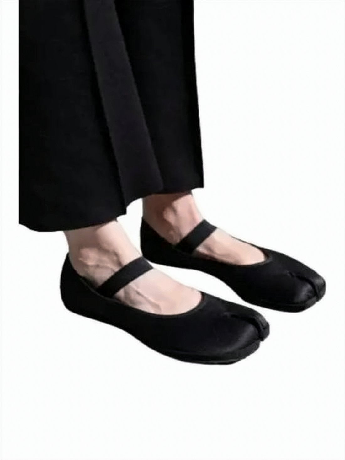 Black Flat Shoes with Split-Toe Design