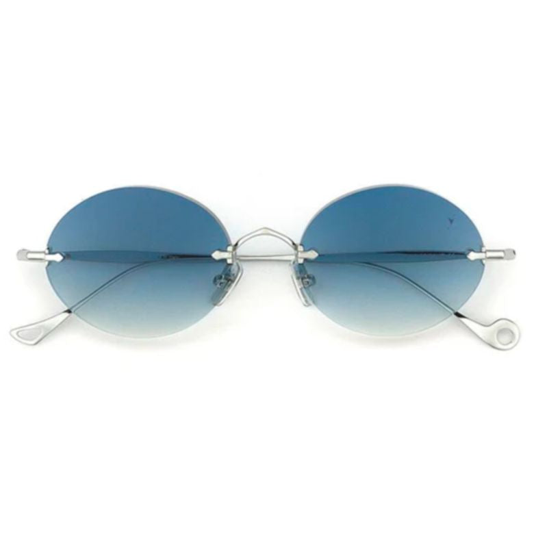 Wilmot C.1-53 Gradient Blue-Tinted Oval Sunglasses with Sleek Silver Frame