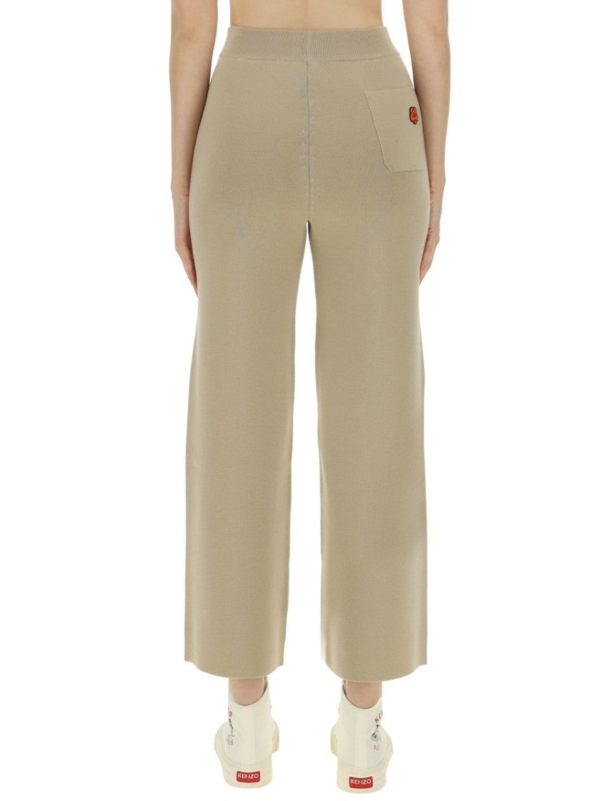 Cropped Wool Pants With Wide Leg Design