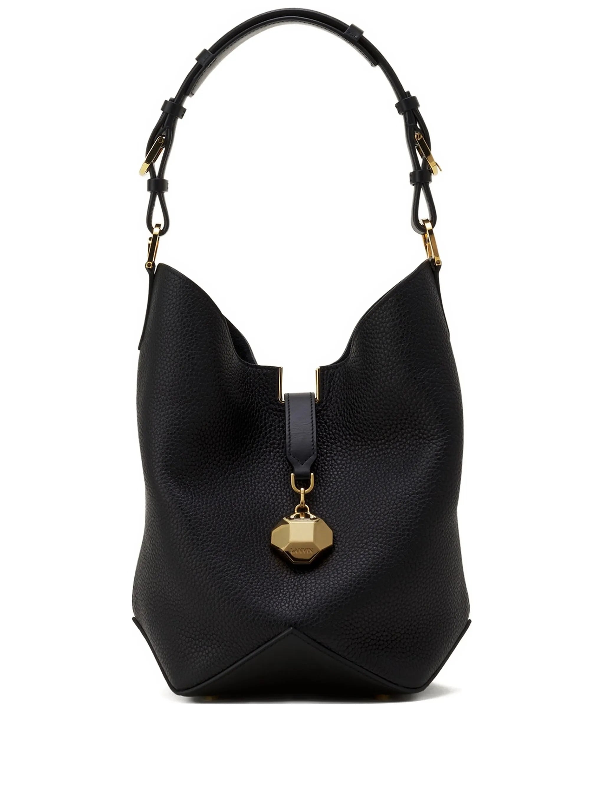 Black Bucket Bag With Handle Calf Bag
