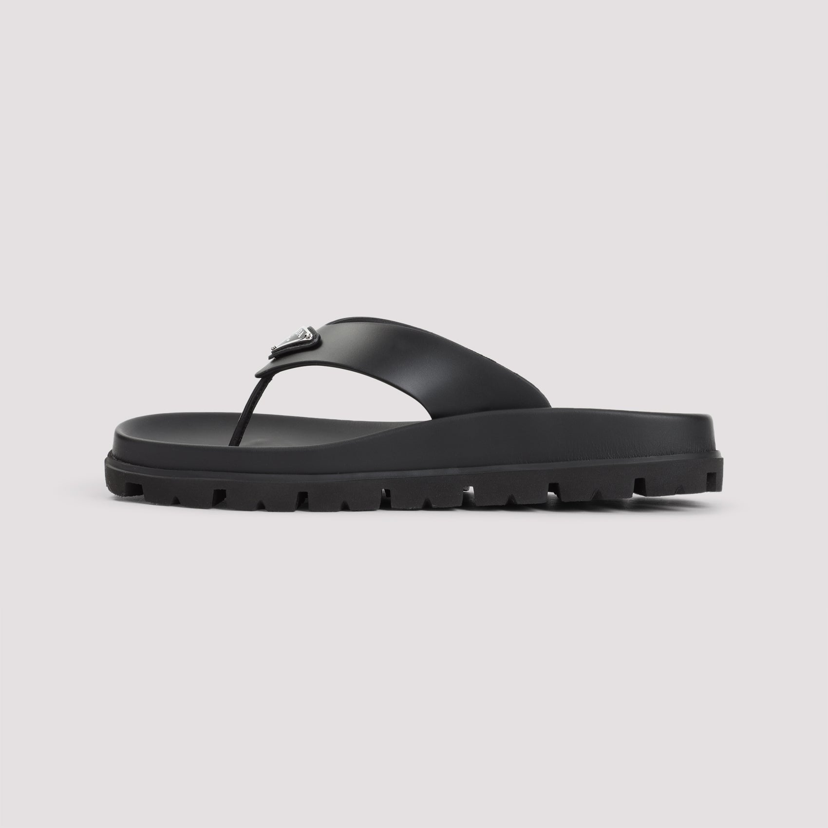 Minimalist Black Sandals with Rugged Sole