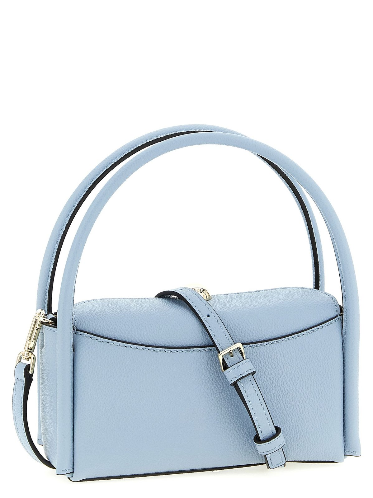 Smooth Leather Handbag with Gold-Tone Clasp
