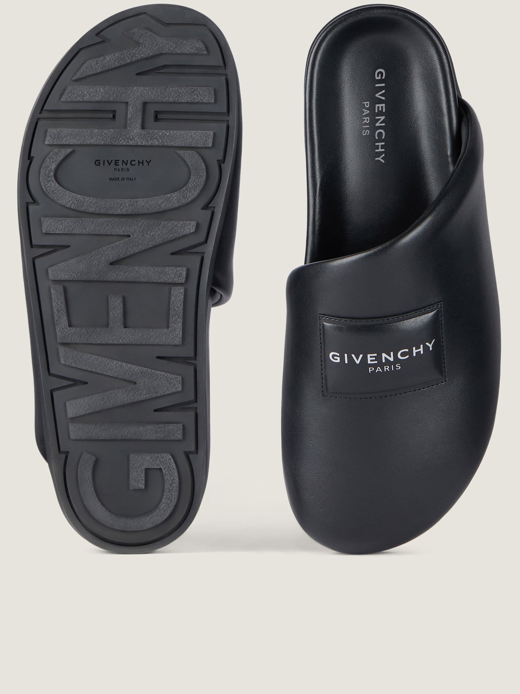 Puffy Black Lamb Skin Pointed Mules