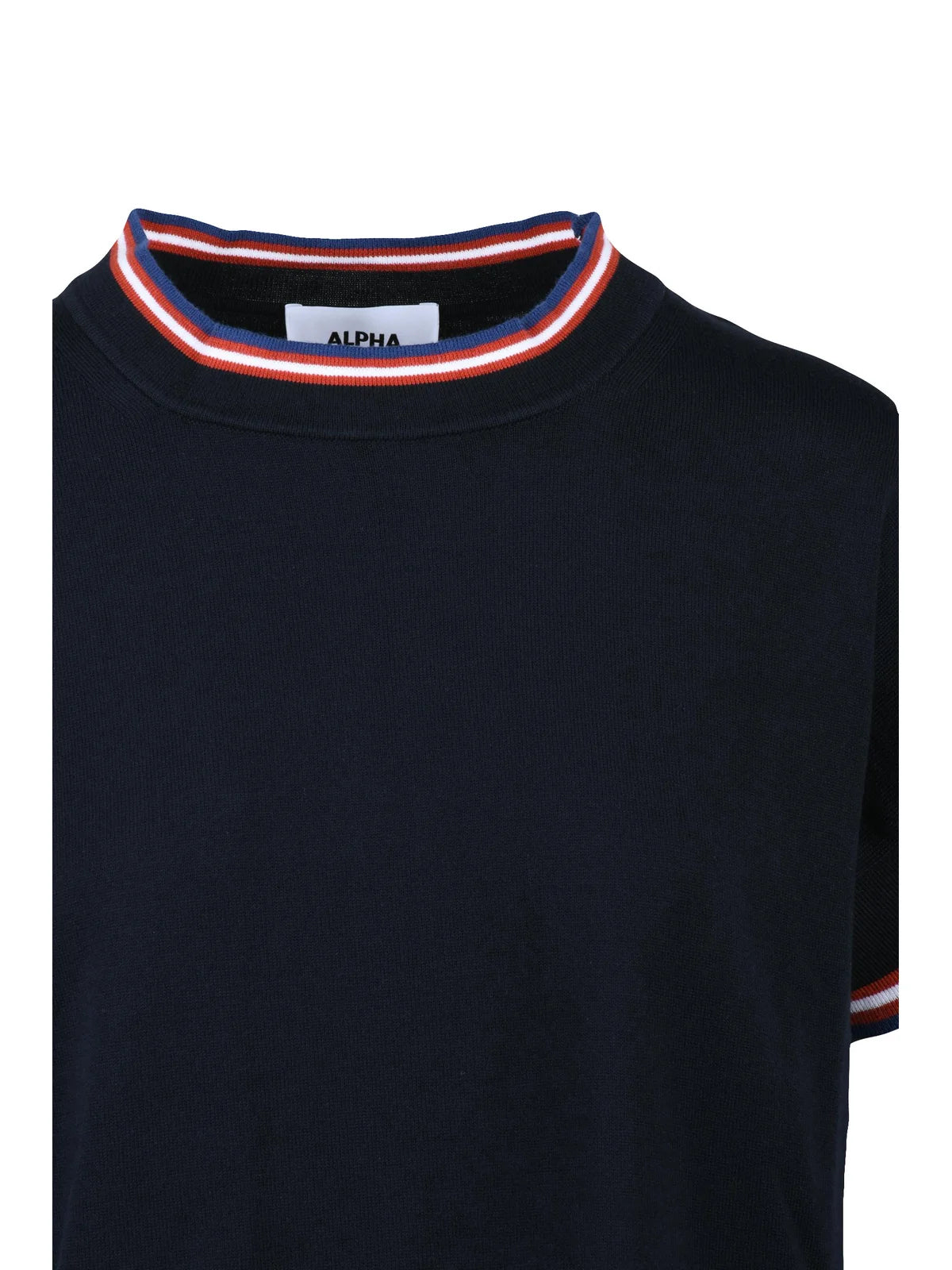 Midnight Blue Cotton Crew Neck Knit Top