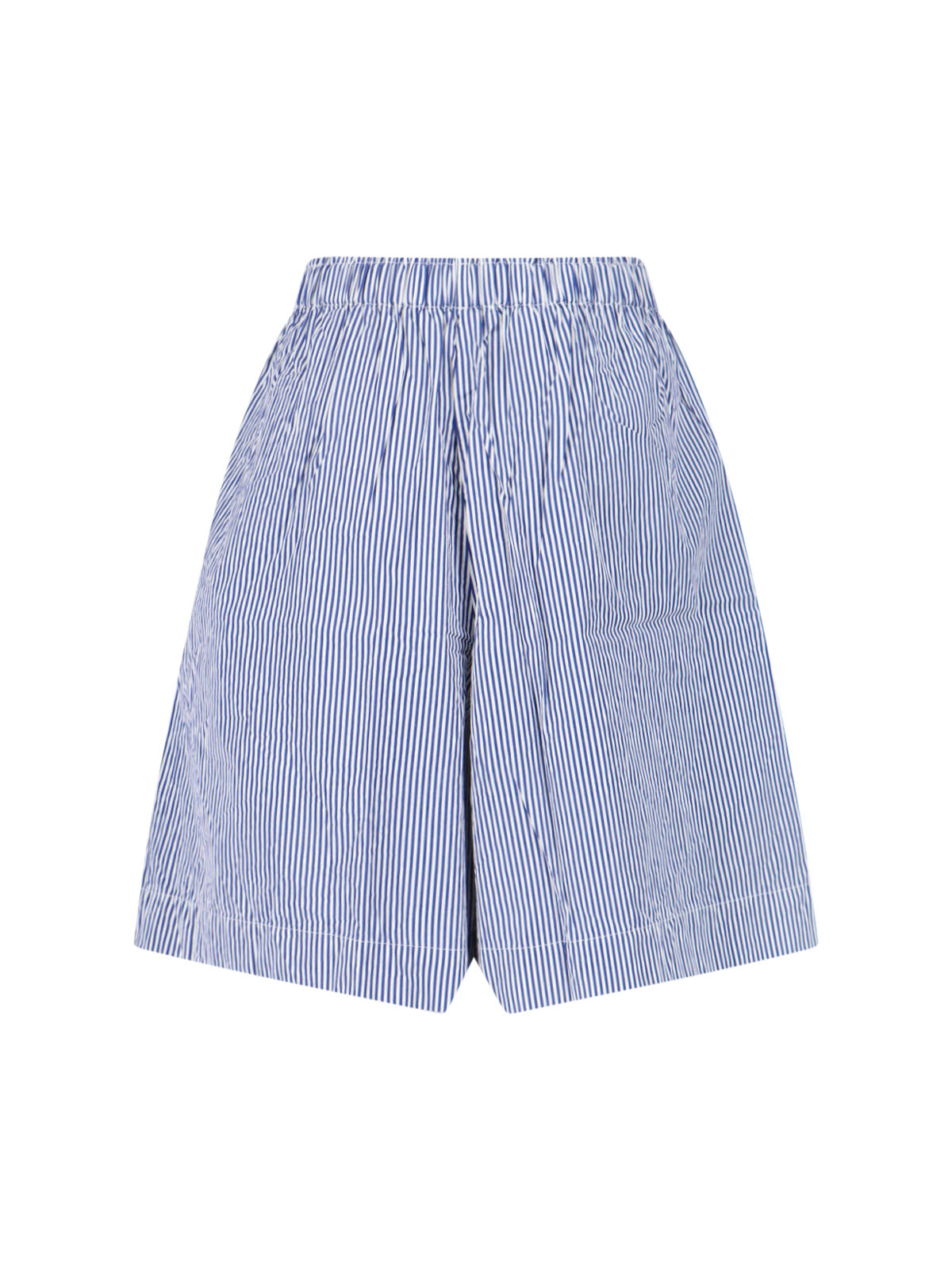 Blue Striped Elastic Waist Shorts