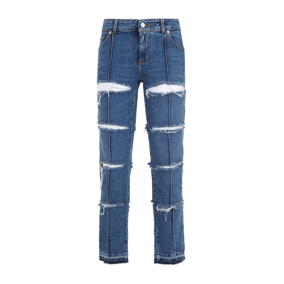 Denim Blue Stone Wash Cotton Pants