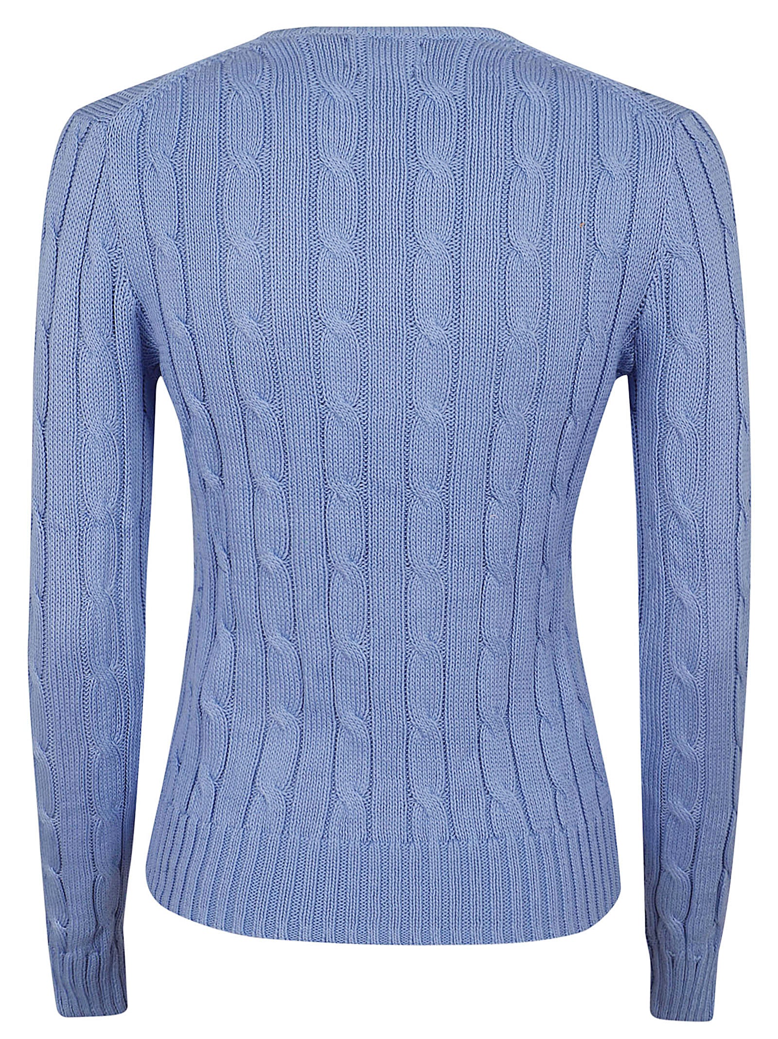 Cable Knit Sweater With Embroidered Horse