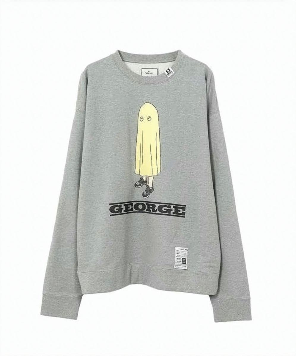 Light Grey Long-Sleeve Sweatshirt with Playful Graphic