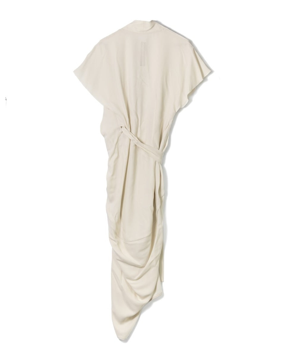 Knee-Length Silk Dress With Wraparound Design